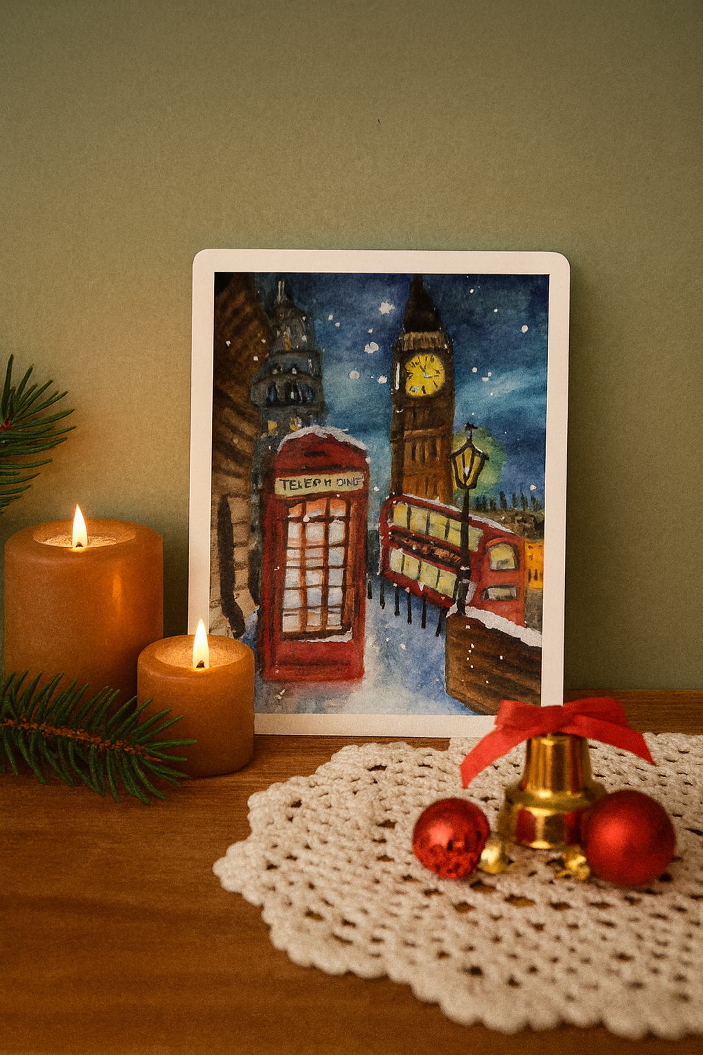 Carte Aquarelle Hiver à Londres