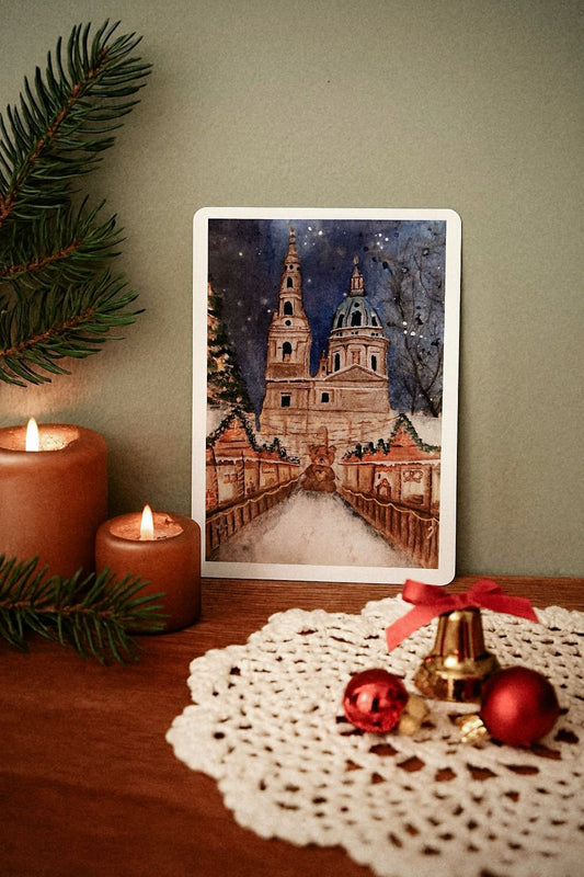 Carte Illustrée Marché de Noël Budapest