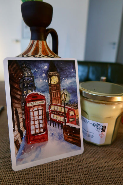 Carte Aquarelle Hiver à Londres